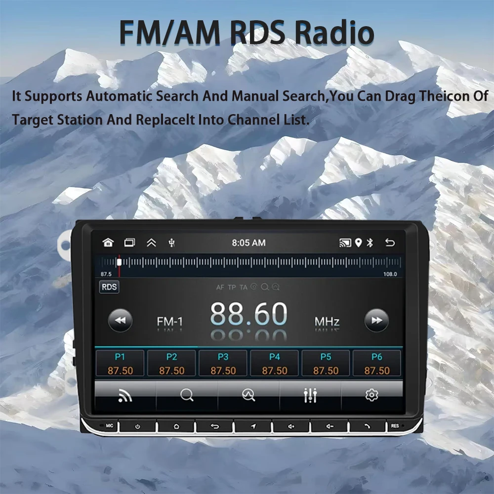 لشركة فولكس فاجن جولف GTR/جولف بلس/باسات (9 بوصة شاشة) راديو السيارة أندرويد 13 اللاسلكية Carplay مشغل فيديو الوسائط المتعددة لتحديد المواقع والملاحة