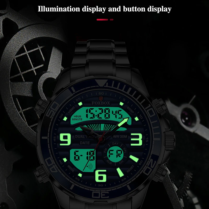 LIGE Electronic Man Watch Luxury Fashion Digital Dual Time Display Quartz Watches for Mens Waterproof Luminous Casual Wristwatch