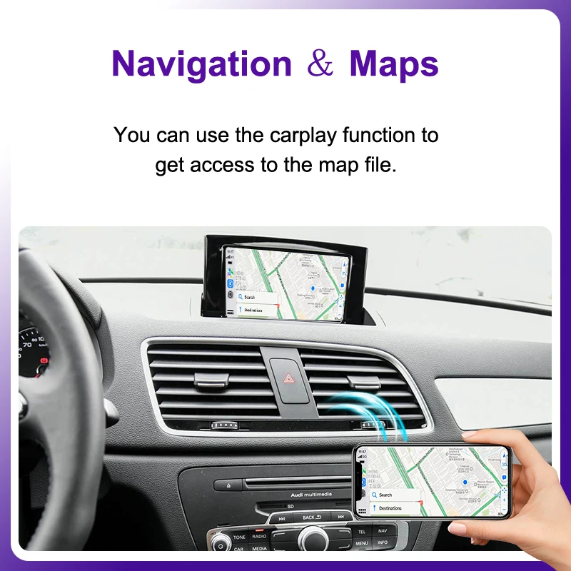BONROAD Carplay اللاسلكي لأودي A1 Q3 2013-2018 مع Android Auto AirPlay Mirror Link Bluetooth GPS