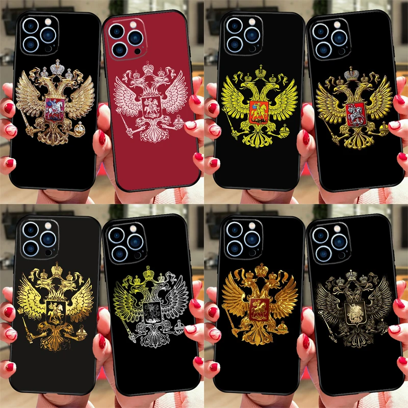 Russia Russian Coat Of Arms Phone Case For iPhone 16 15 11 12 13 14 Pro Max Mini X XS XR Plus SE2 Funda Coque Capa Cover