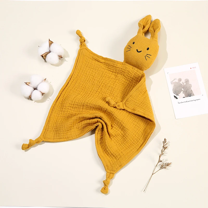 Baby Cartoon Rabbit Cotton Muslin Comforter 30*30CM Cute Newborn Baby Sleeping Dolls Blankets Infant Squale Burp Clothes Bibs