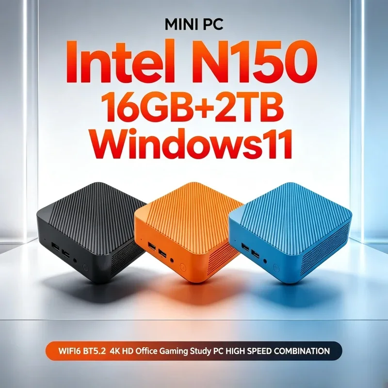 All‑Purpose Mini Desktop PC Intel Core N150 16GB RAM 1TB/2TB SSD WiFi6 BT5.2 4K HD Portable Mini Host Home Office Work Gaming