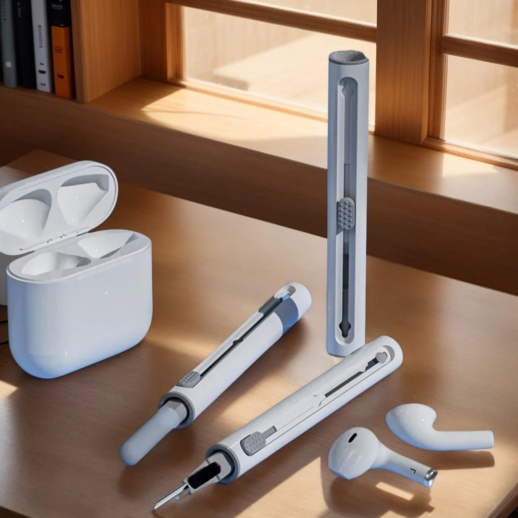 Deluxe Cleaning Pen Case - Soft Brush & Earbud Tools for Safe Electronic Accessory Cleaning