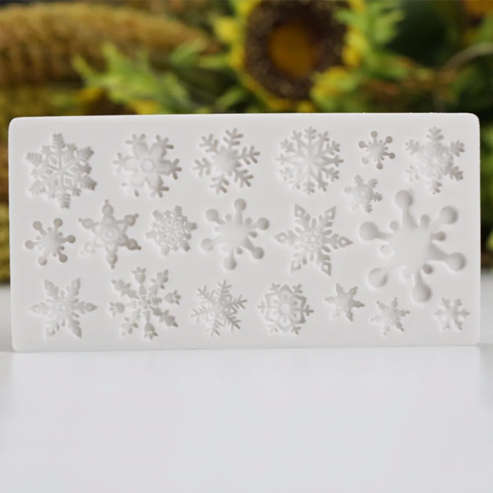 Luyou 1PCS Snowflake Shape Cake Mold Silicone Snow Fondant Mold Sugar Craft Cake Tool Snow Fondant Christmas Winter Decor