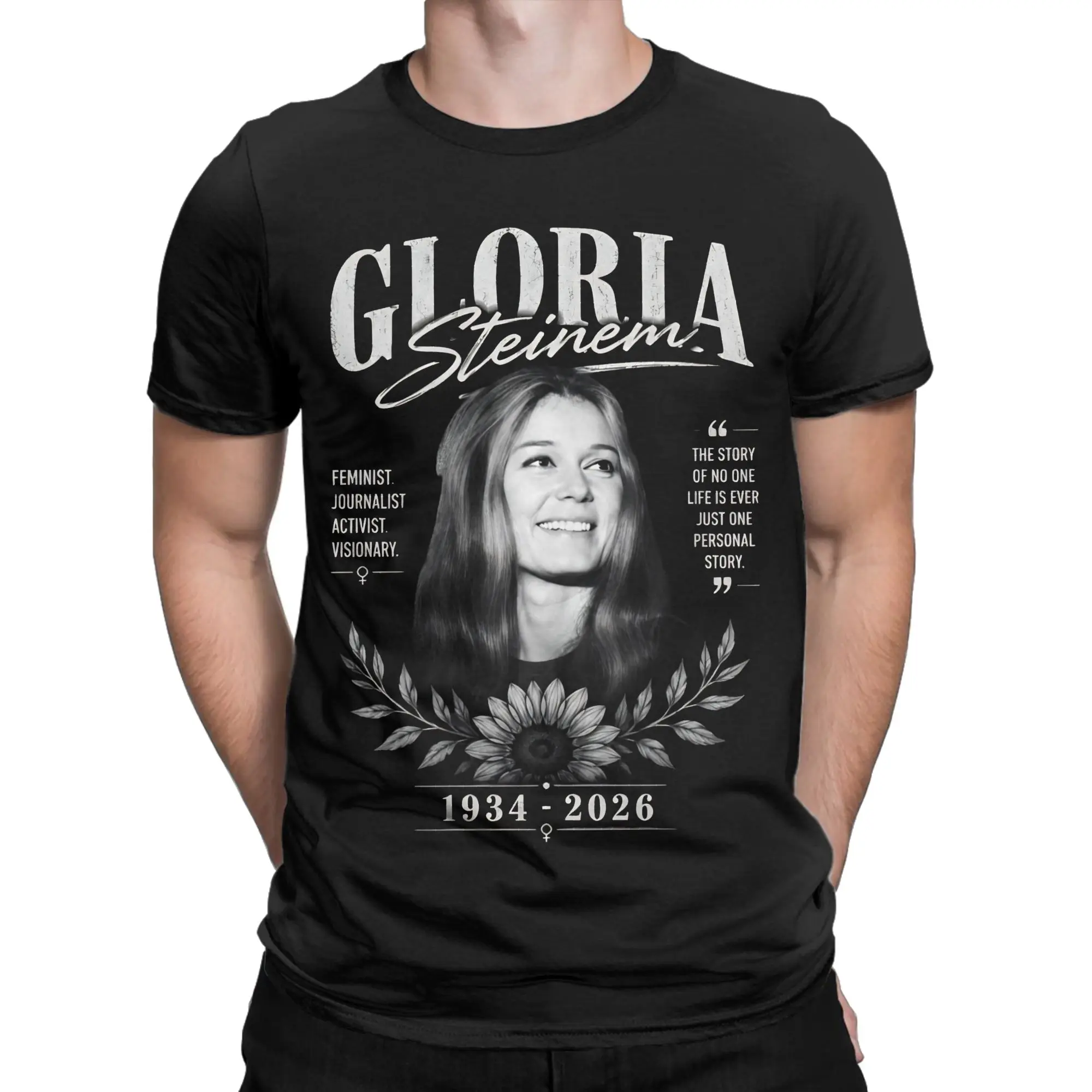 Rip Gloria Steinem T-Shirts Men Women  Hipster 100% Cotton Tee Shirt Round Neck Short Sleeve T Shirt Gift Idea Clothing