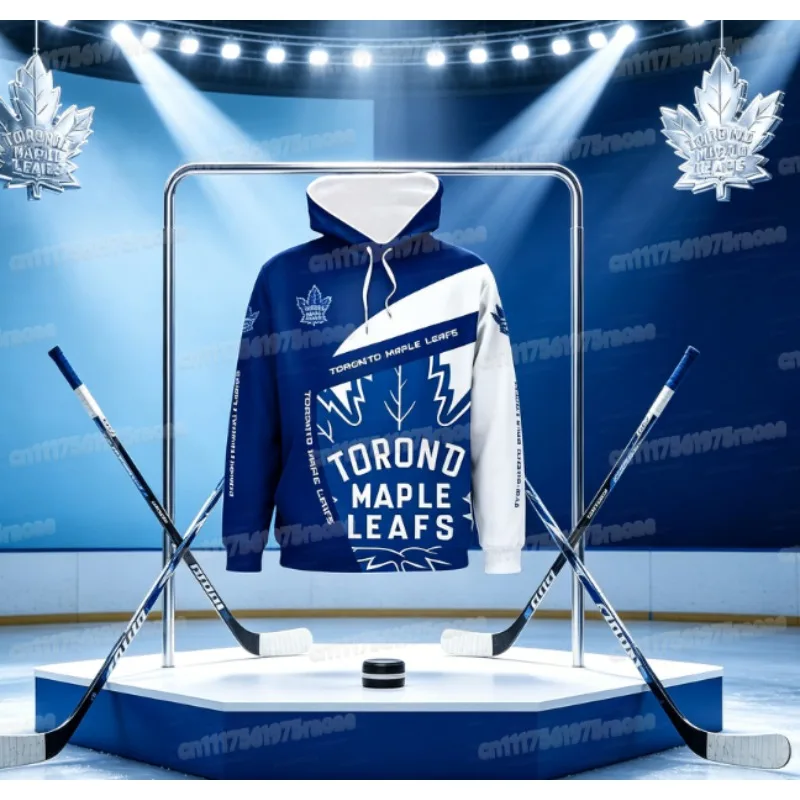 Con Maple Leafs Toronto Hoodie 3D-gedruckter Hip-Hop-Hoodie Herbst/Winter Familienstil Sportbekleidung Langarm-Hoodie Fleece-Oberteil – Detail 4