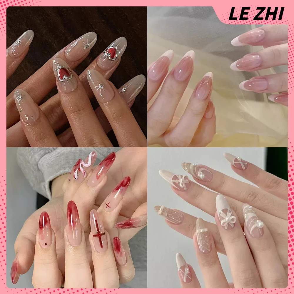 

Handmade French Nude Simplicity Wearable Press on Nails Meteor Design Spice Girl Artifical Full Cover Nail Tips Holiday Gift