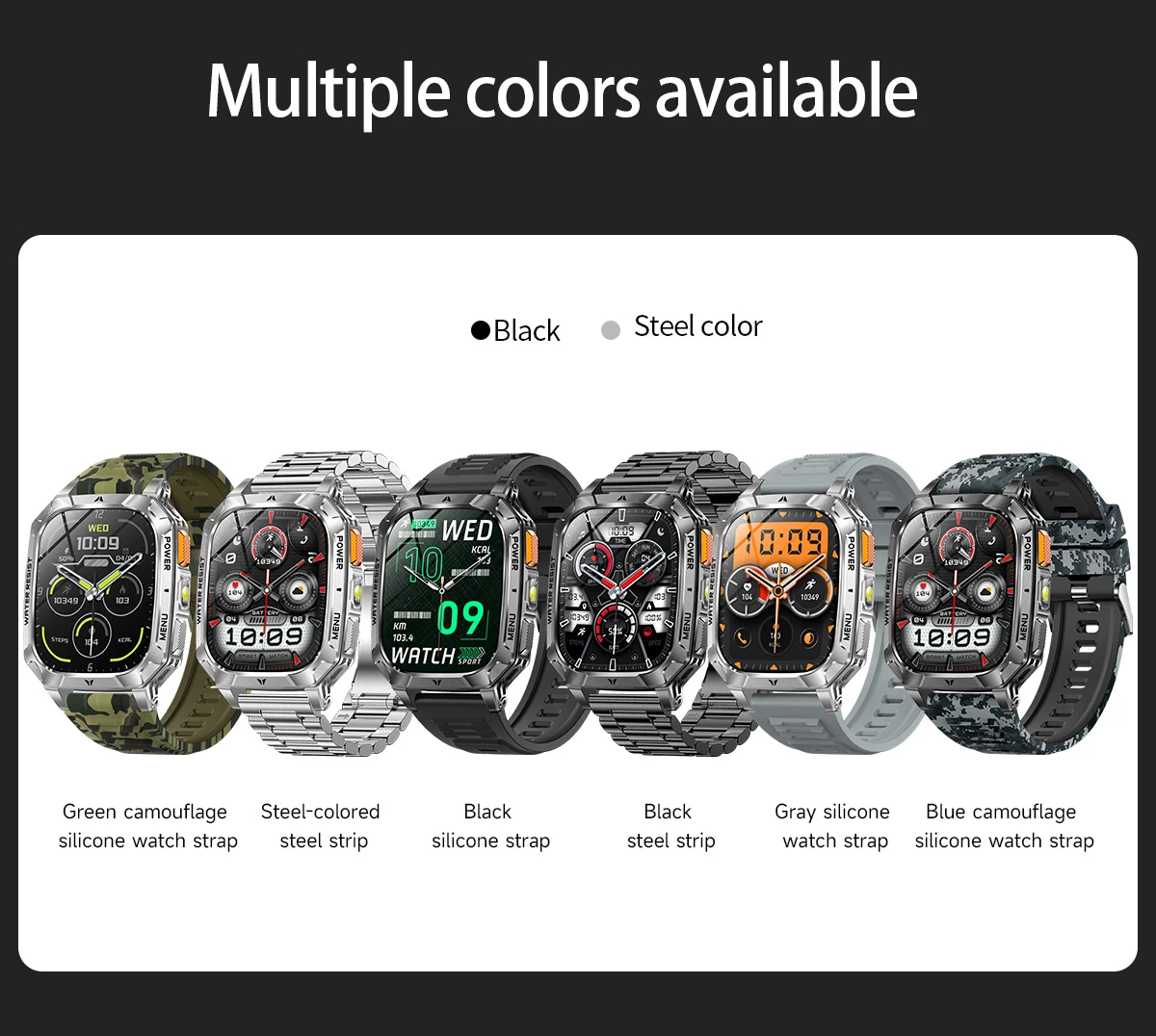 Lige Militärische Herren Smartwatch Mit Gesundheitsmonitor_voghion.com