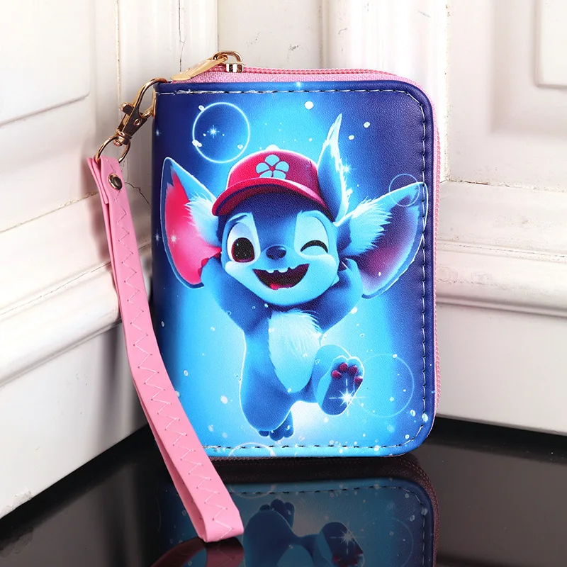 Disney Mini Stitch Wallet for Women Kawaii Cartoon Coin Purse Pu Leather Handbag Durable Portable Lightweight