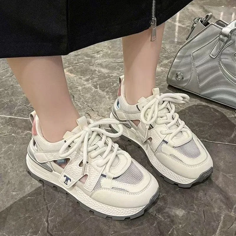 Hot Selling Hollow Breathable Hole Sandals for Women, Thick Soled Dad Shoes 2025 Summer New Casual Shoes Sneakers Platform Shoes