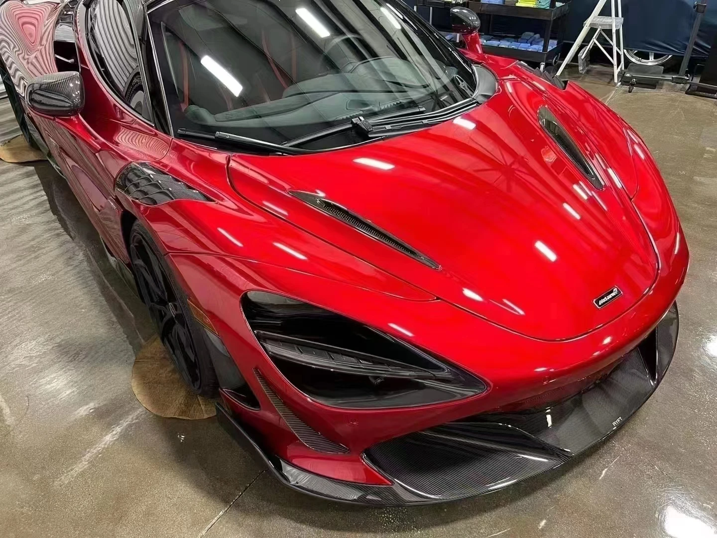 RYFT Style Dry Carbon Fiber Body Kit Front Lip Spoiler Side Skirts Diffuser Fender For Mclaren 720S 2015-2018