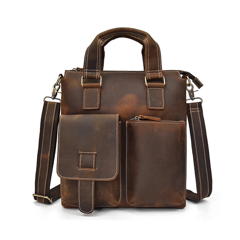 

New men's leather men's bag luxury handbag crazy horse leather briefcase casual crossbody bag business shoulder bag computer bag