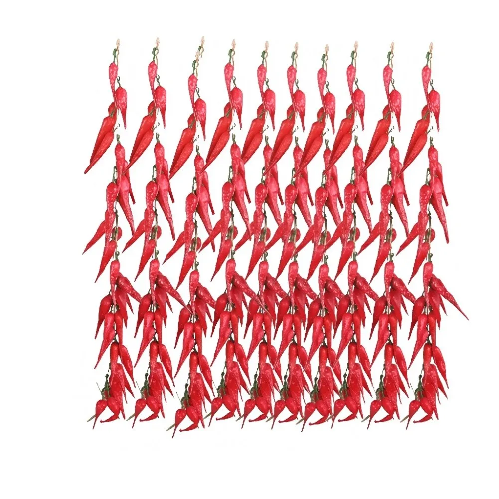 Red Chili Pepper String Set 5 Or 10 Pcs Plastic Faux Peppers Kitchen Decor Restaurant Cafe Wall Hanging Easy Suspend Room