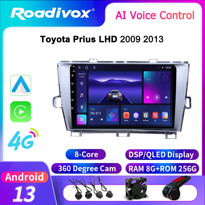 roadivox Android car radio for Toyota Prius LHD 2009 2013 stereo GPS Navigation video Multimedia Player tape recorder