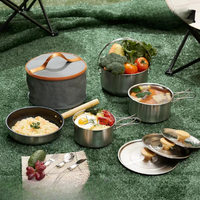 Folding Pot Camping Portable Frying Pan Soup Pot Home Picnic Set Outdoor Hiking Cookware 304 Stainless Steel