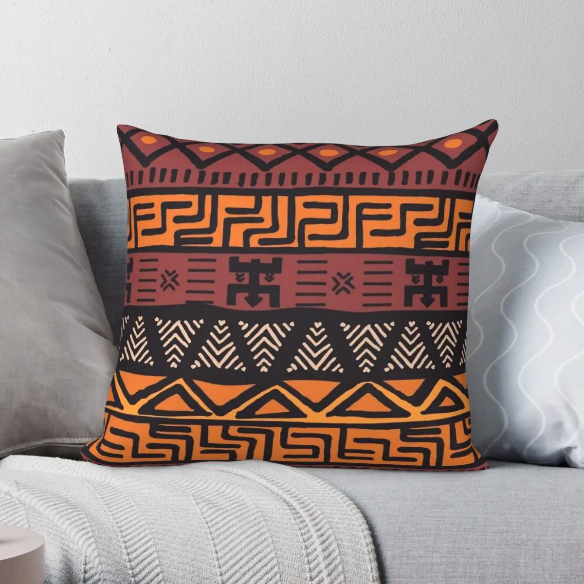 African Tribal Ethnic Pillowcase Polyester Linen Velvet Creative Zip Decor Room Cushion Cover