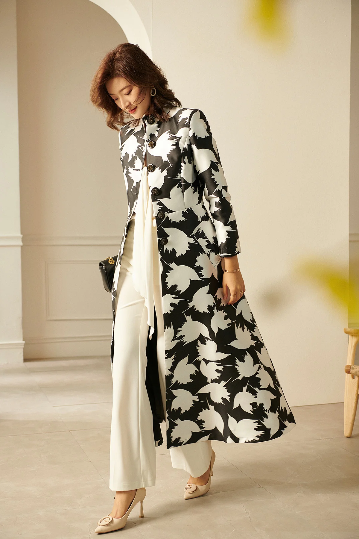 ジャケット・アウター rosarymoon Jacquard Long Coat ジャケット・アウター rosarymoon Fluffy Jacquard Quilted Coat