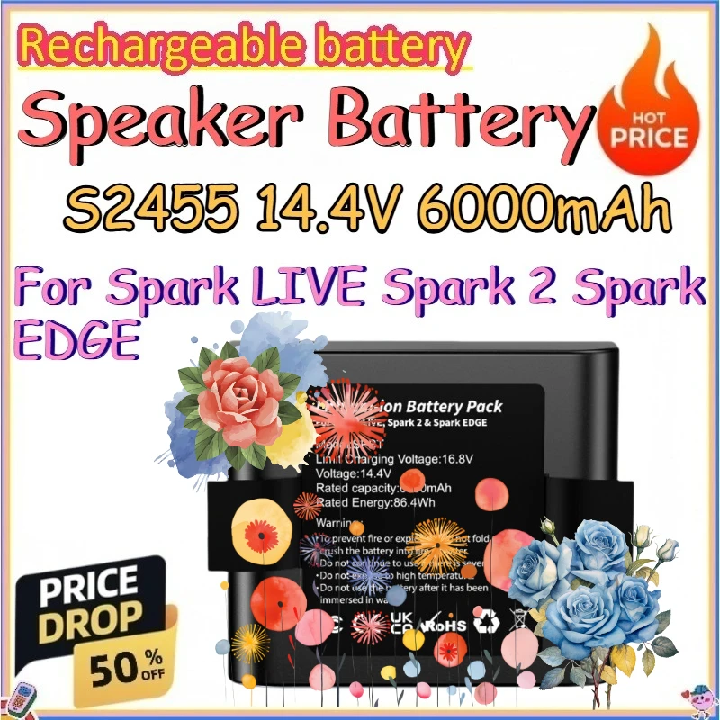 

S2455 14.4V 6000mAh Speaker Battery for Spark LIVE Spark 2 Spark EDGE Replace The Battery of The Rechargeable Speaker
