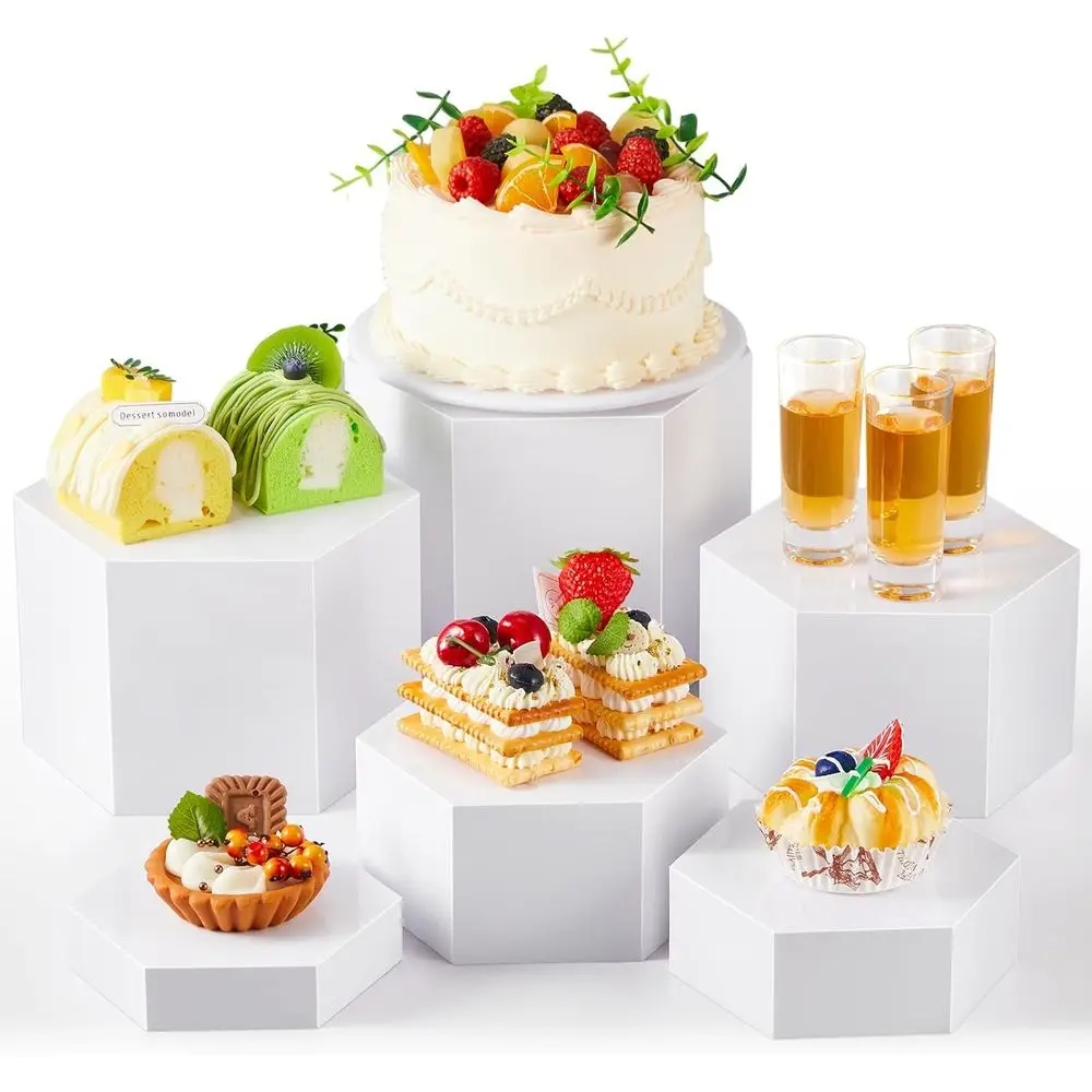 

6 шт. большие стойки для буфета, устойчивые к столу для общественного питания от 5,5 до 8 дюймов, декоративные стойки для еды с полым дном для общественного питания Su