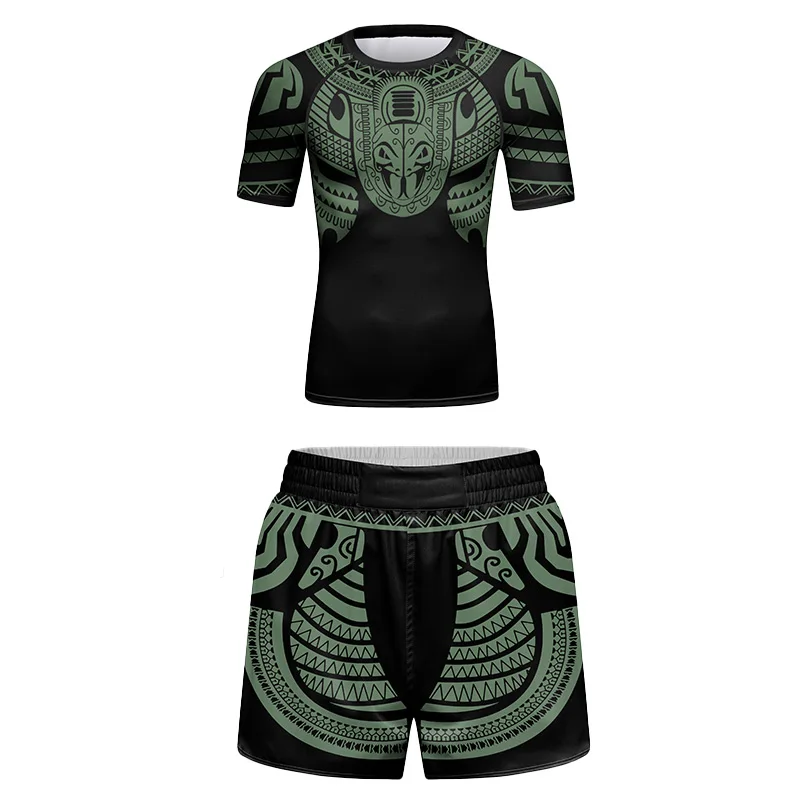 

No-Gi Durable Rashguards Suits 3D Print Men’s Compression Moisture T-Shirt+Tight Combat Spats MMA BJJ Takedown Fighter Suits