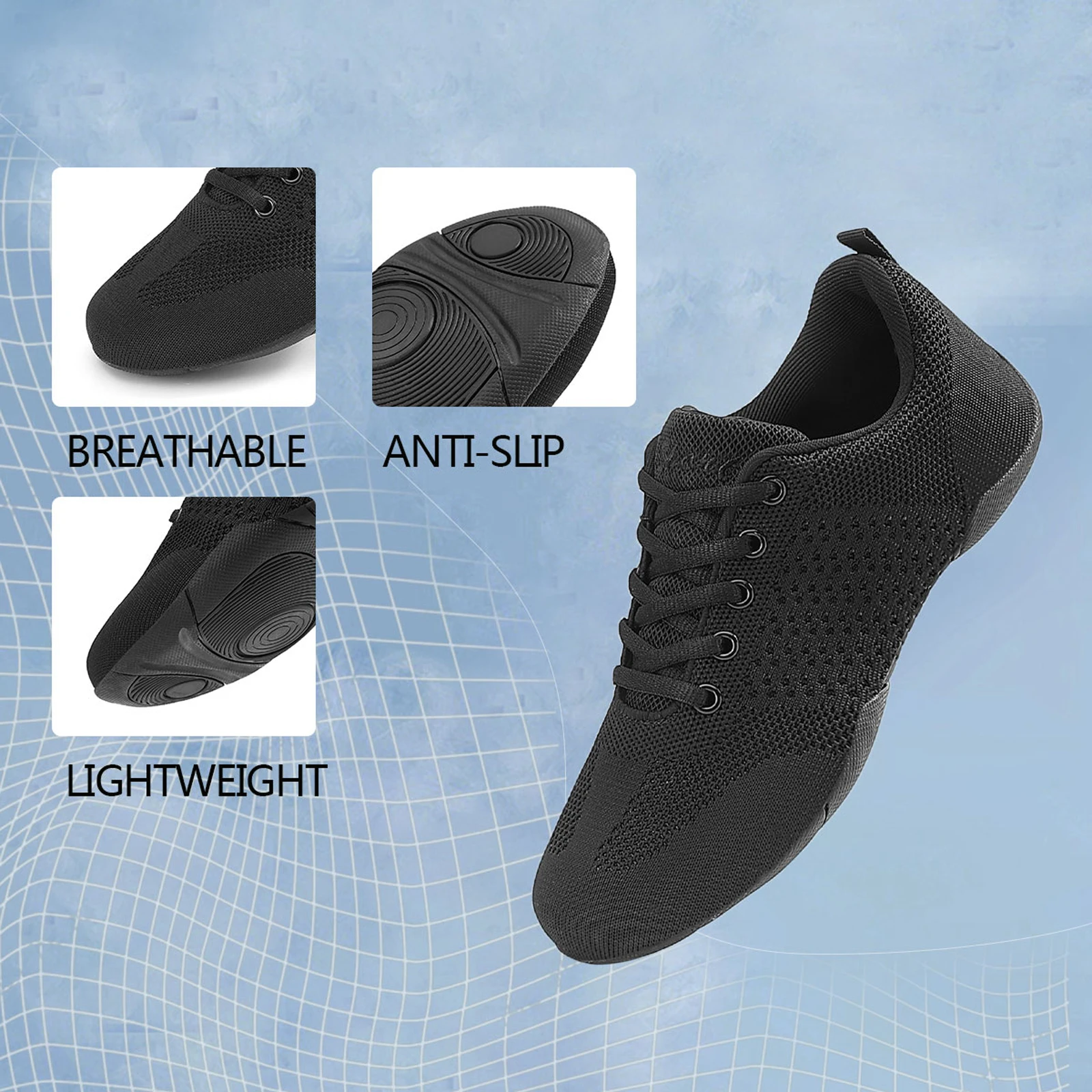 852 Atmungsaktive Mesh-Aerobic-Schuhe für Damen, leichte Cheerleading-Sneaker, rutschfeste Sohle, Tanz-Trainingsschuhe für Jugendliche und Mädchen – Detail 8