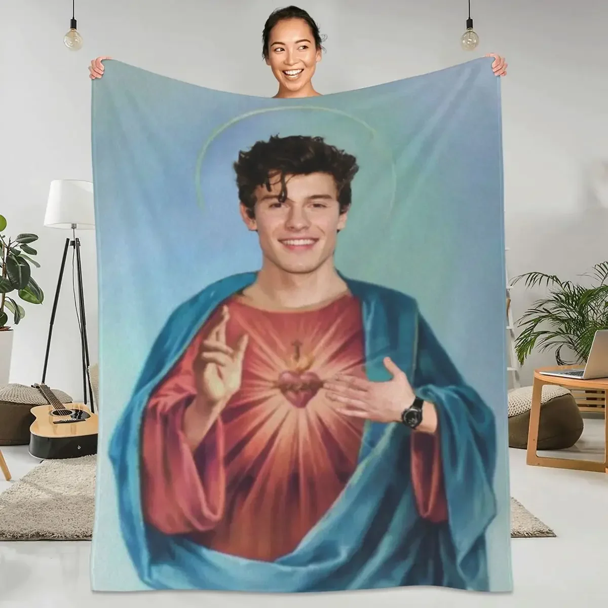 Shawn Mendes Music Singer Flannel Blanket Quality Warm Soft Model Funny Religious Throw Blanket Winter Camping Bed Bedspread