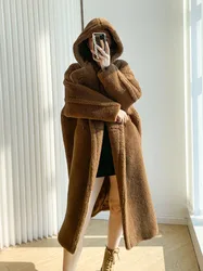 Casaco de pele feminina marca luxo 2022 inverno grosso quente parka oversized roupas femininas com capuz alta qualidade