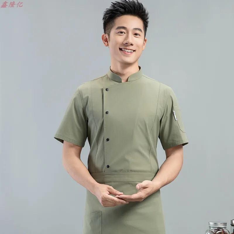 ホテルシェフ制服西洋レストランステーキハウス夏半袖作業服食堂ベーカーシェフ服