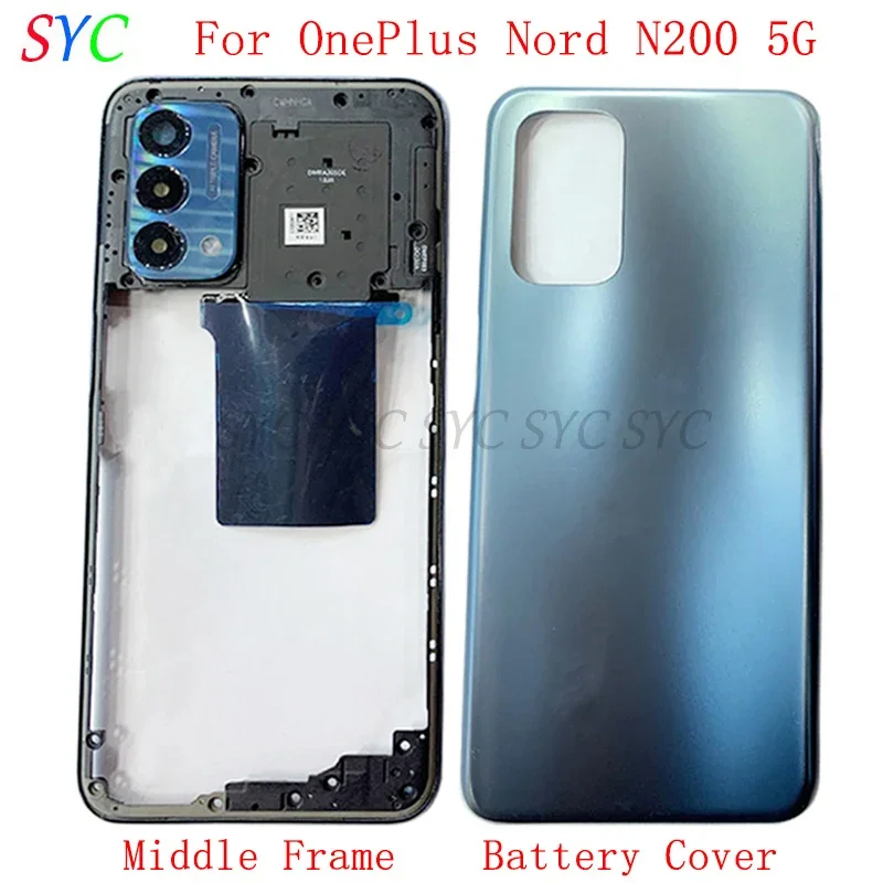 

Back Door Battery Cover Housing Case For OnePlus Nord N200 5G Rear Cover with Middle Frame Logo Repair Parts