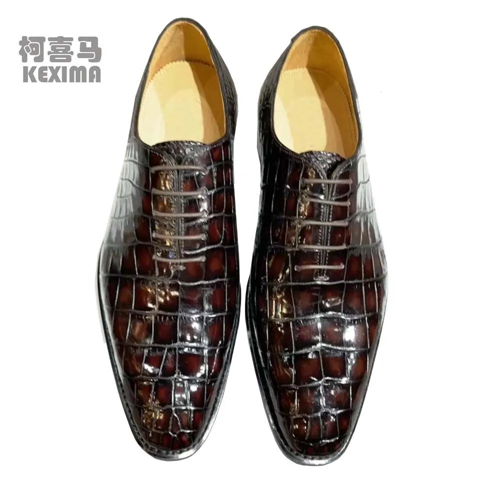 

yinshang new arrival men dress shoes male formal shoes men crocodile leather shoes male wedding shoes leather sole brush color