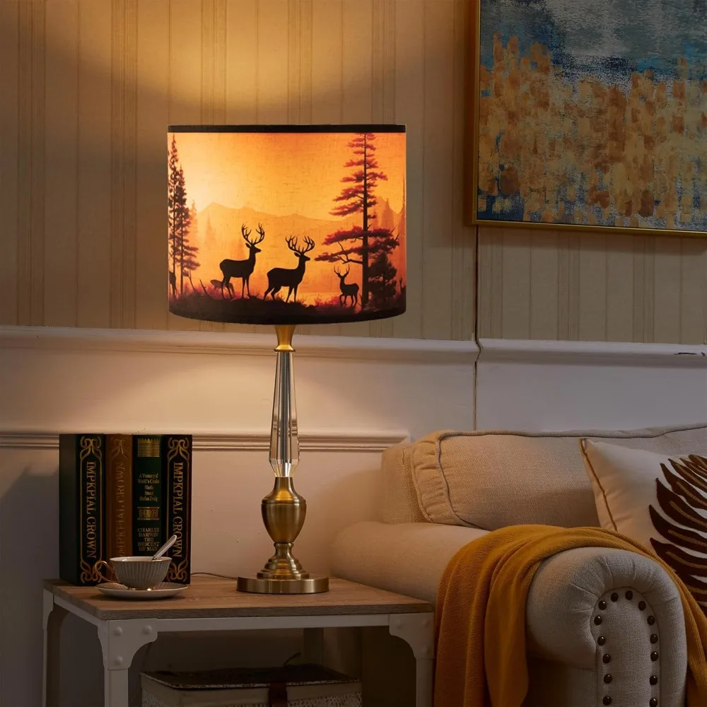 مجموعة ظلال مصابيح مكونة من 2، أباجورة قماشية متوسطة لمصابيح الطاولة، مصابيح أرضية، أعلى 13 بوصة × 13 بوصة سفلية × 10 بوصة ارتفاع (مقرب العنكبوت) يدويًا