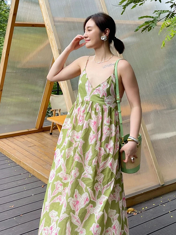 엘레 바이온 플로럴 프린트 오프숄더 스트랩 드 여성용 여름 하이웨이스트 A라인 가운 럭셔리 경량 드
