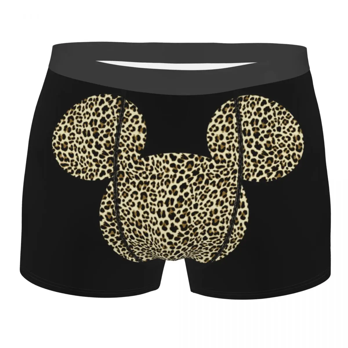 Custom Mickey Mouse Leopard Print Fill Underwear Men Stretch Boxer Briefs Shorts Panties Soft Underpants For Homme