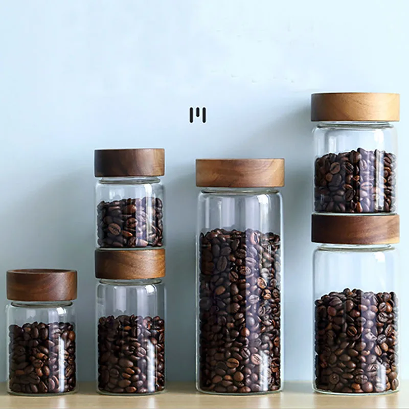 Coffee Beans Vacuum Sealed Tank Transparent Glass Food Storage Jars Household Moisture-proof Air Extraction Airtight Container