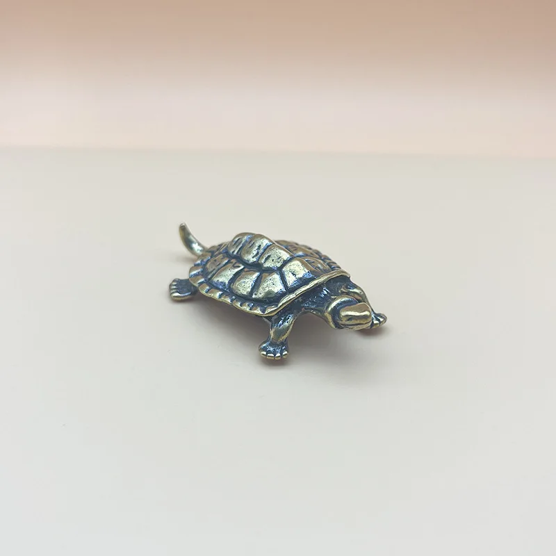 Guochao Brass Kitchenware Turtle Office Desktop Hand Do Retro Longevity Turtle Basalt Tea Pet Hand Handicraft Piece