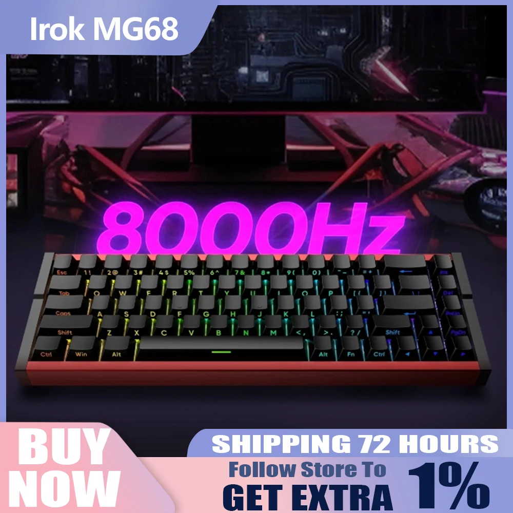 

Irok MG68 Plus Keyboard Magnetic Switch Gamer Keyboards RGB 8K Hot Swap Custom Mechanical Keyboard PC ESports Gaming Accessories