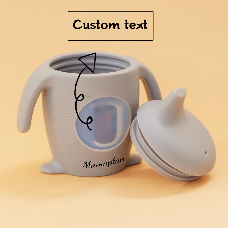 

Custom Name Baby Silicone Penguin Sippy Cup Transparent Leakproof Water Bottle Training Cup For Infants Portable Drinking Cup