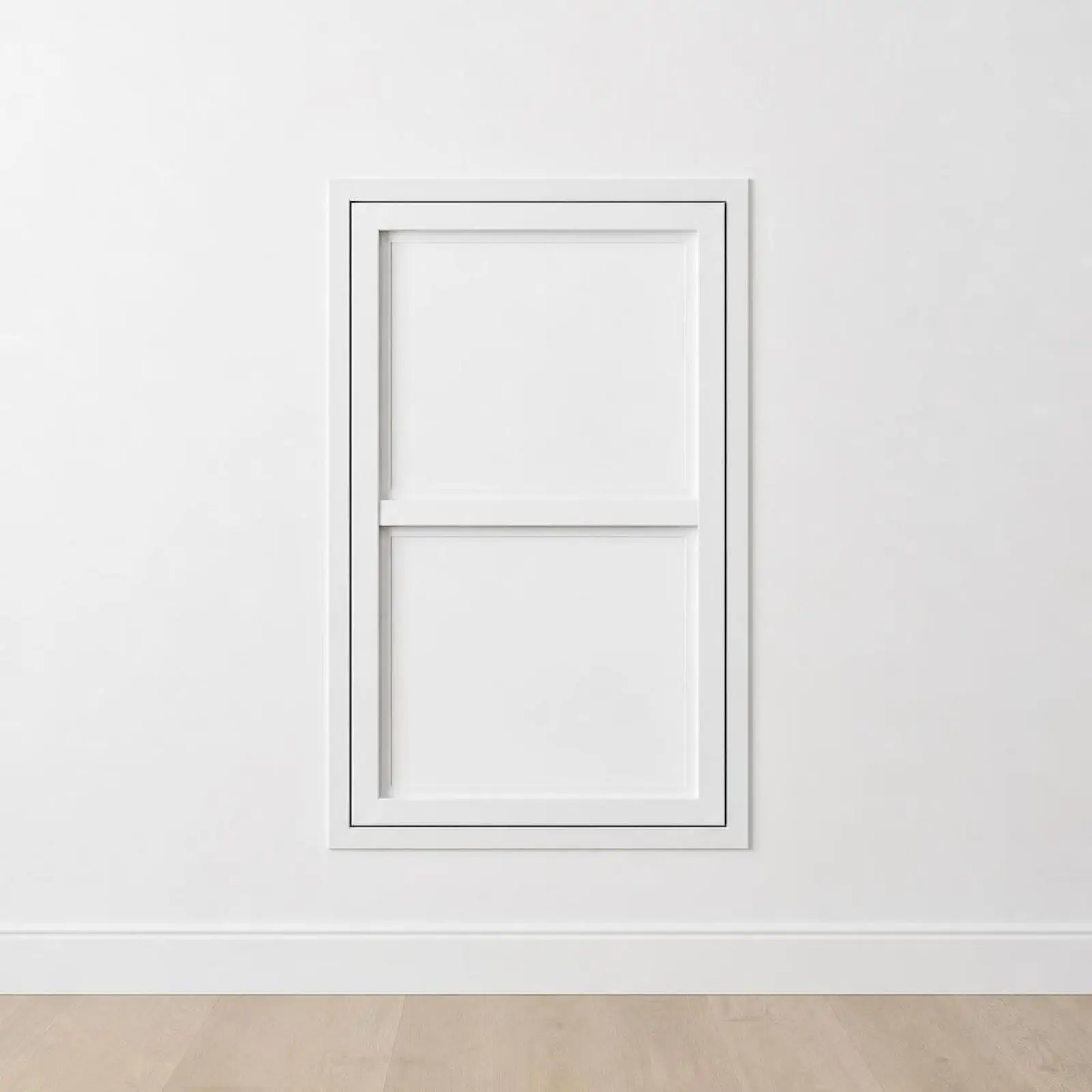 Minimalist Wall Inspection Door White Painted Aluminum Alloy Frame Wood Veneer Face for Concealed Utility Shaft Entry Access
