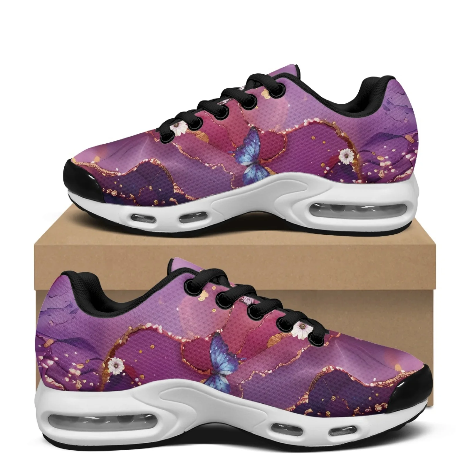 PENSTROLL Flower Air Cushion Lace Up Sneakers for Walking Mesh Men's Air Cushion Shoes Walking Sneakers