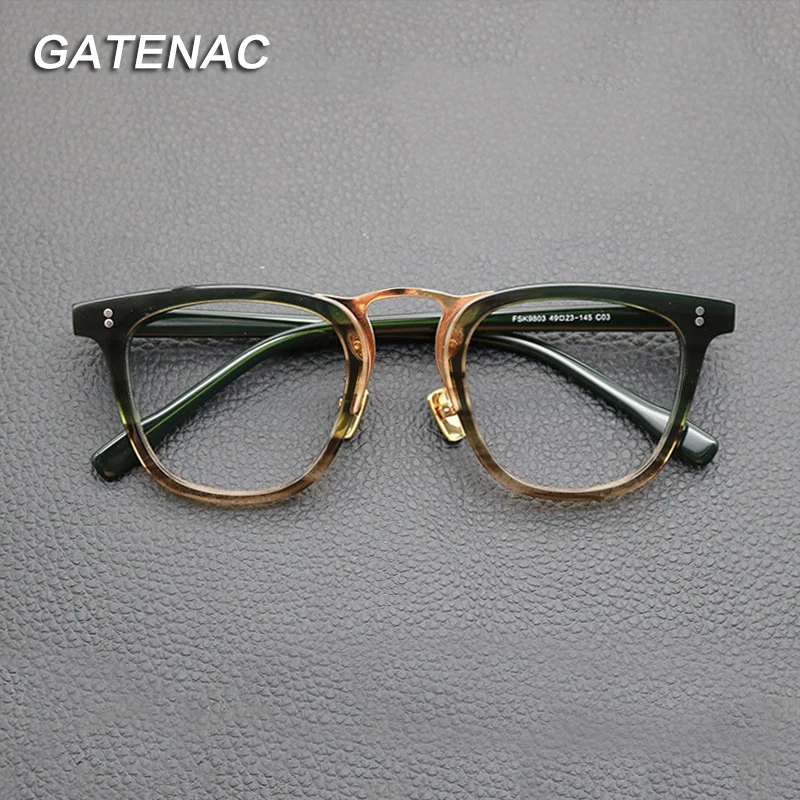 Vintage Acetate Eyeglasses Frame Men Retro Myopia Prescription Optical Glasses Frame Women 2022 New Korea Luxury Brand Eyewear