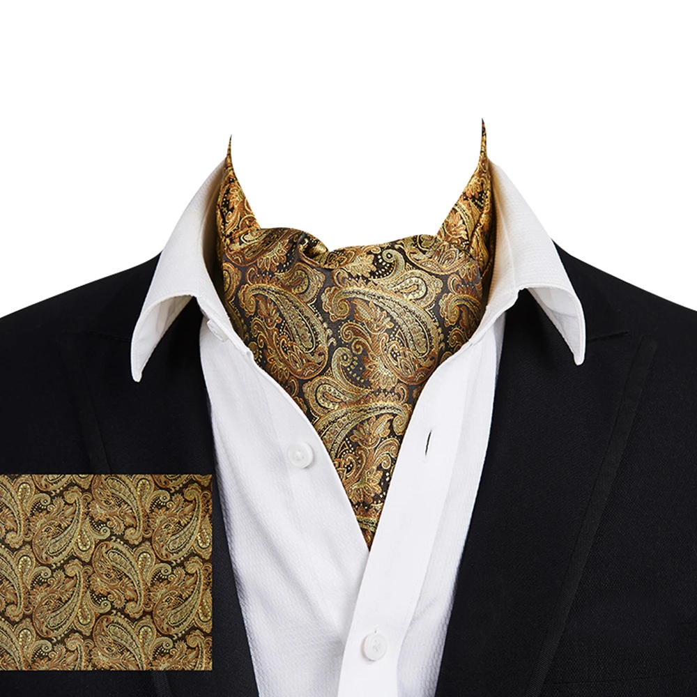 Ikepeibao Men Luxury Wine Floral Cravat Silk Dot Paisley Ascot Self British Gentleman Polyester Scarf Tie Wholesale