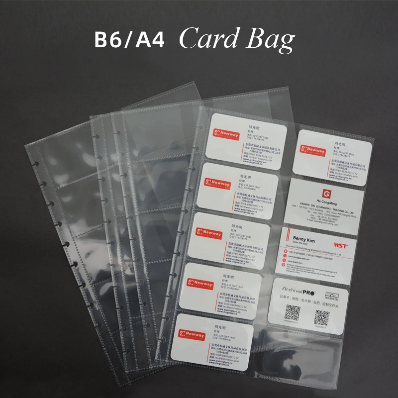 

25sheets A4B6 Business Card Bag Inner Page Bag Transparent Mushroom Hole Loose-leaf Refill Thickened PP Bag Game Card Collection