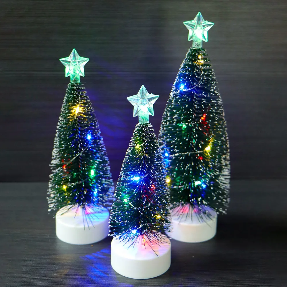 

3Pcs/Set Glowing Small Pine Trees Lights Artificial Cedar Christmas Luminous Gifts Festival Miniature Mini Ornaments