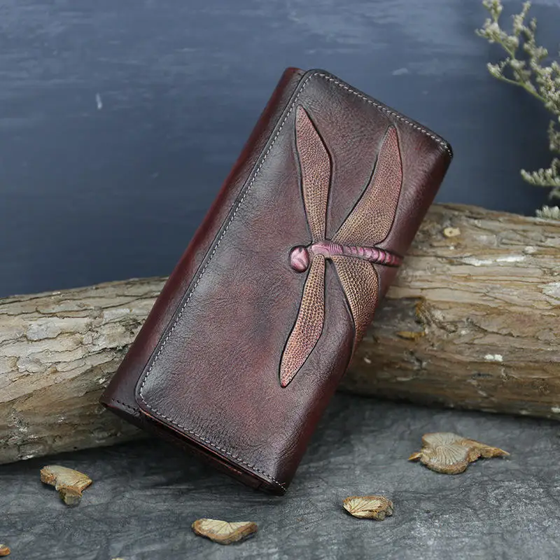 

Female Lady Butterfly Leather Suede Purse Embossed Long Money Card Holder Cowhide Cosmetic Wallet For Woman