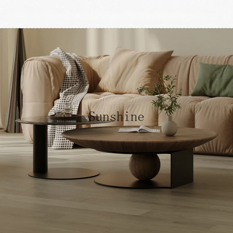 

Italian minimalist light luxury high-end small apartment, quiet wind round design coffee table