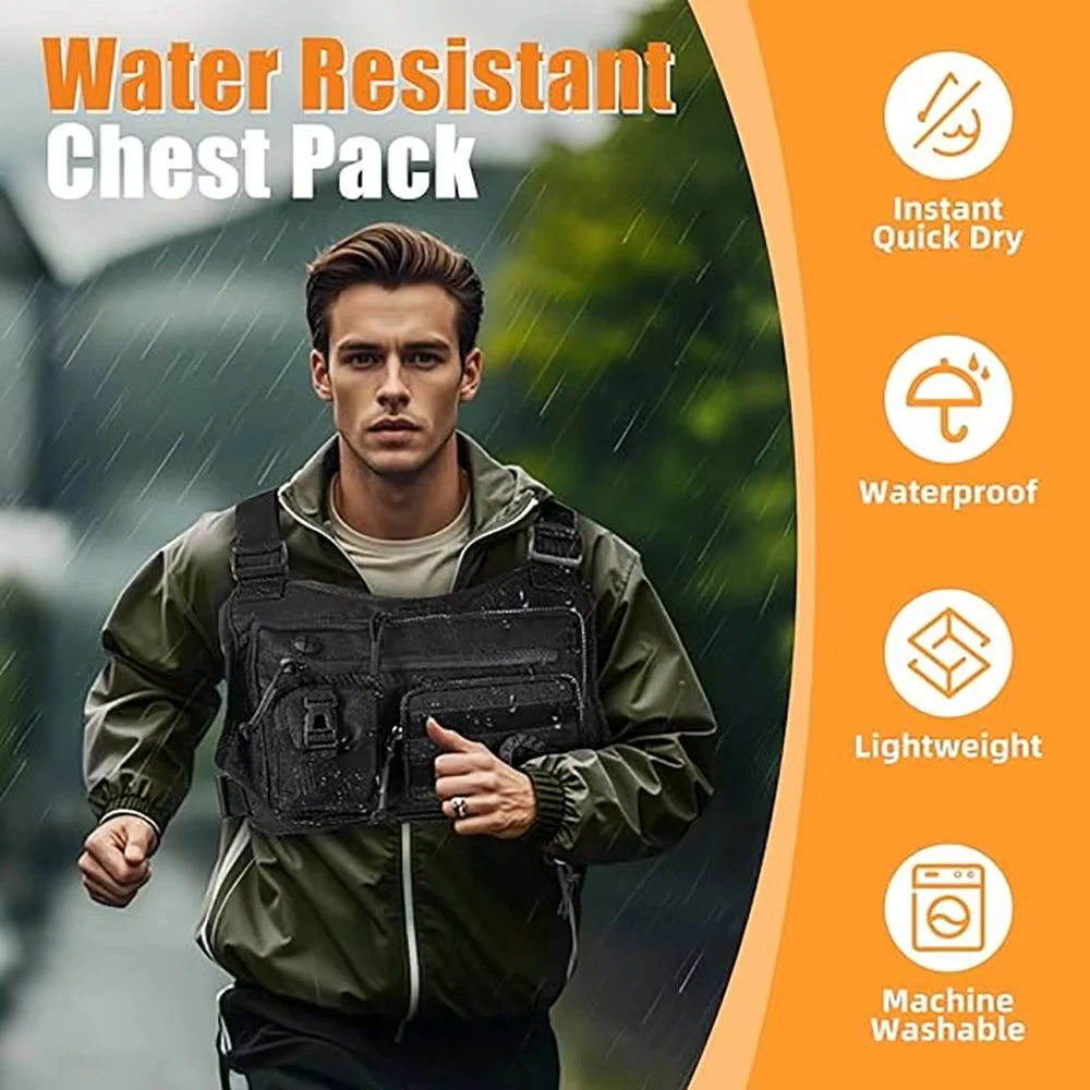 Bolsa Tática Leve para Peito, EDC, para Esportes ao Ar Livre, Colete para Corrida e Ciclismo, Suporte para Celular e Carteira para Treinos e Caminhadas