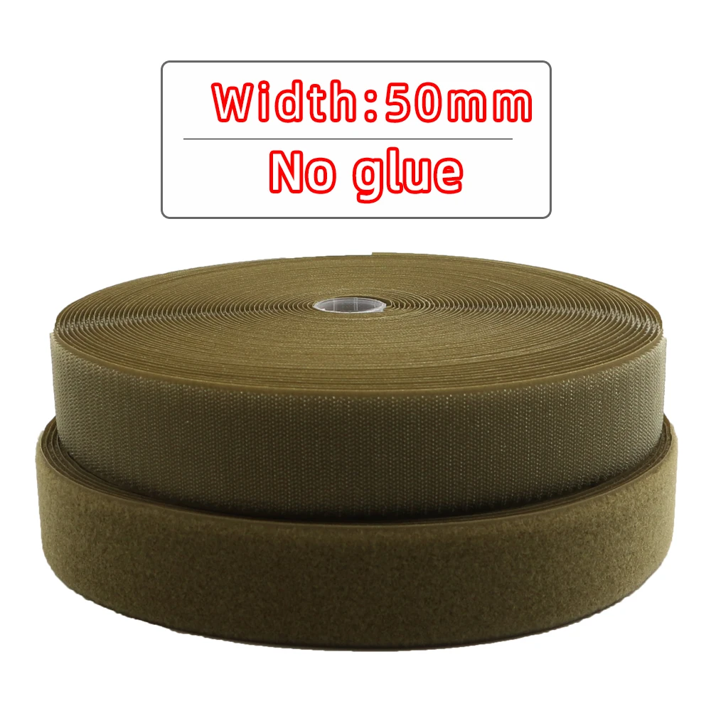 5Meters/Pairs Khaki 50mm Brown Non-Adhesive Hook and Loop fastener Tape Sewing-on the hooks adhesive Magic tape DIY/No glue