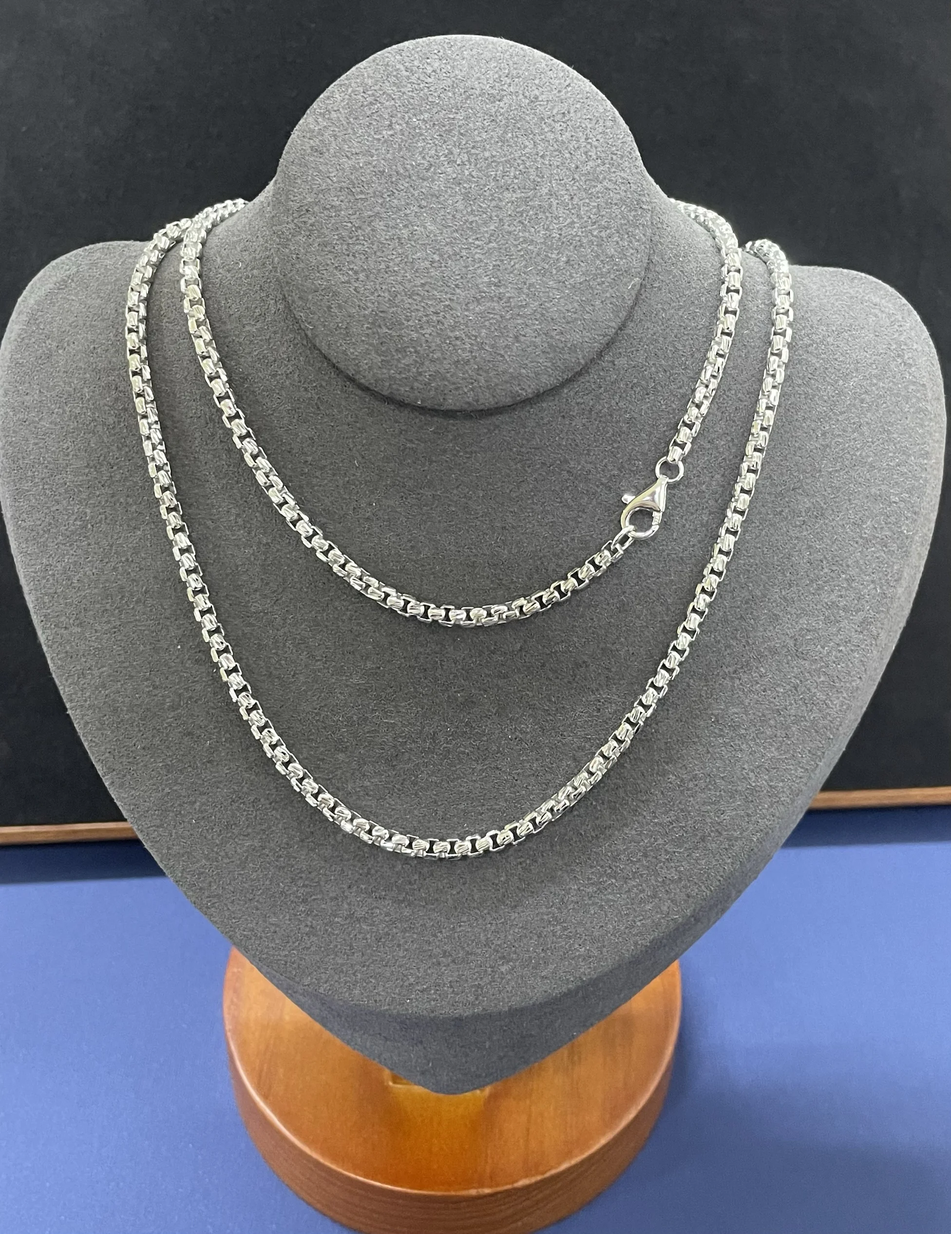 

Couple's Nelace S925 Silver Pearl Stamped Diagonal Pattern ex Universal Chain Faion Jewelry Accory