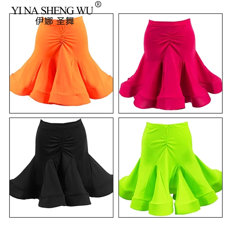 

Детская юбка для латинских танцев, одежда для профессиональных танцев для девочек, одежда для бальных танцев, сальсы, румбы, самбы, танцевальная тренировочная одежда
