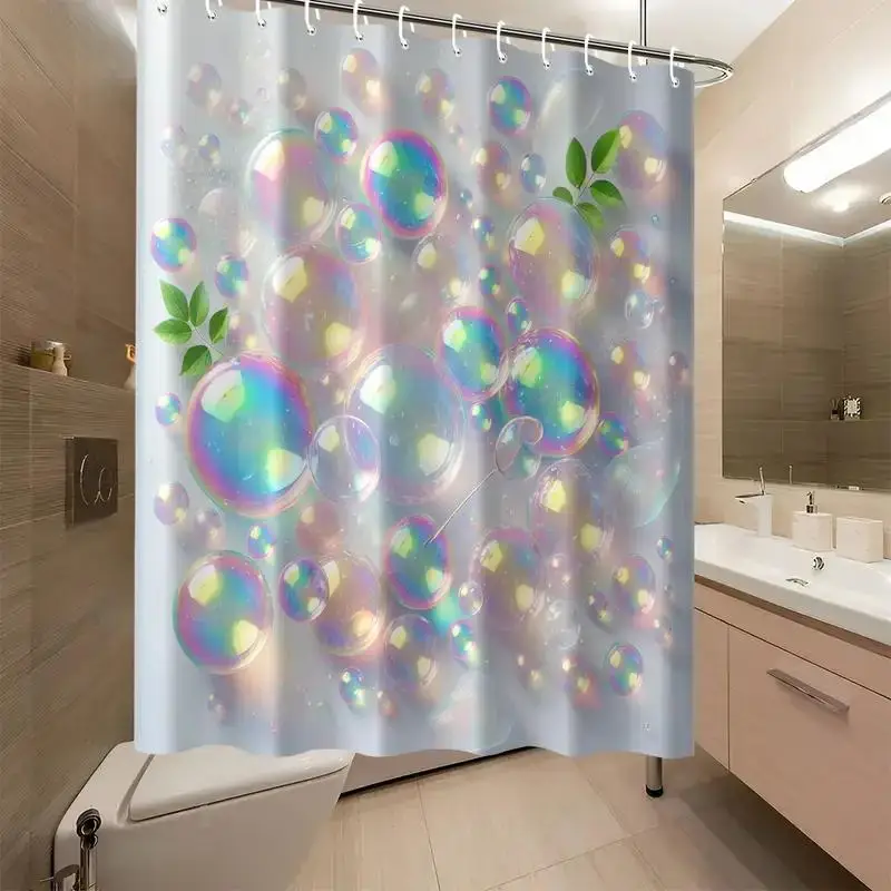 Colorful Bubble Shower Curtain Liner Polyester Bathroom Decoration Aesthetic Rainbow Shower Screen for Modern Home Decor